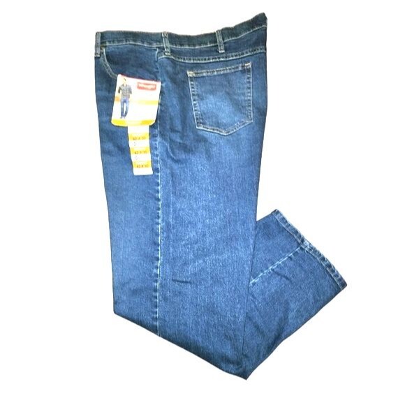 Wrangler NWT Five Star Flex Medium Dark Wash Relaxed Fit Men's Jeans Size 42X30 - Picture 2 of 8